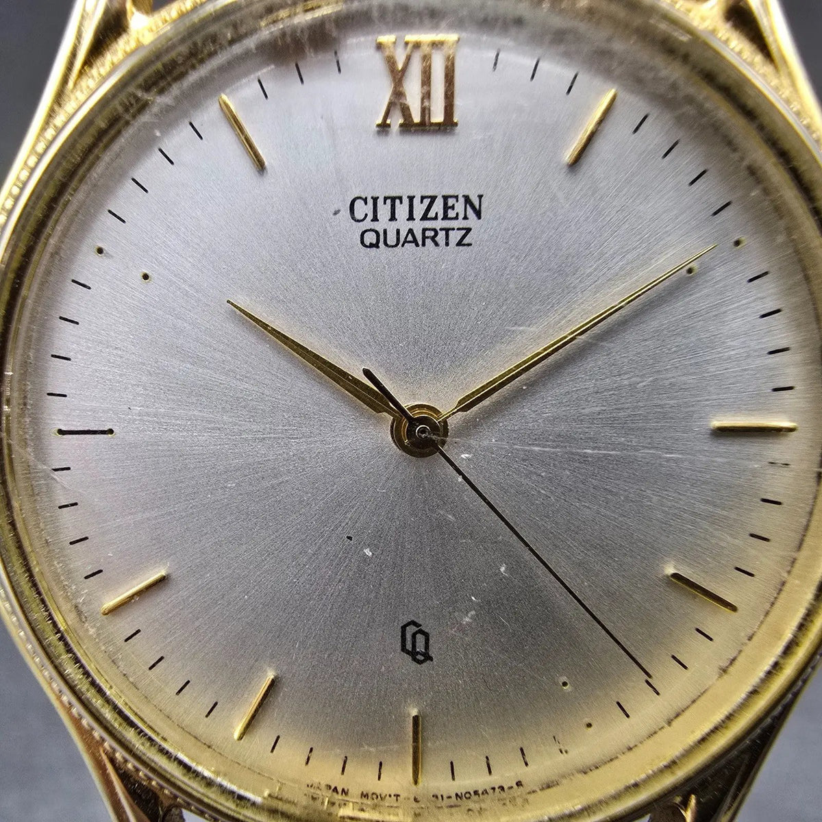 Citizen CQ Watch Men 34mm Silver Dial Gold Tone Round 6031-S32984 VTG PARTS JP22