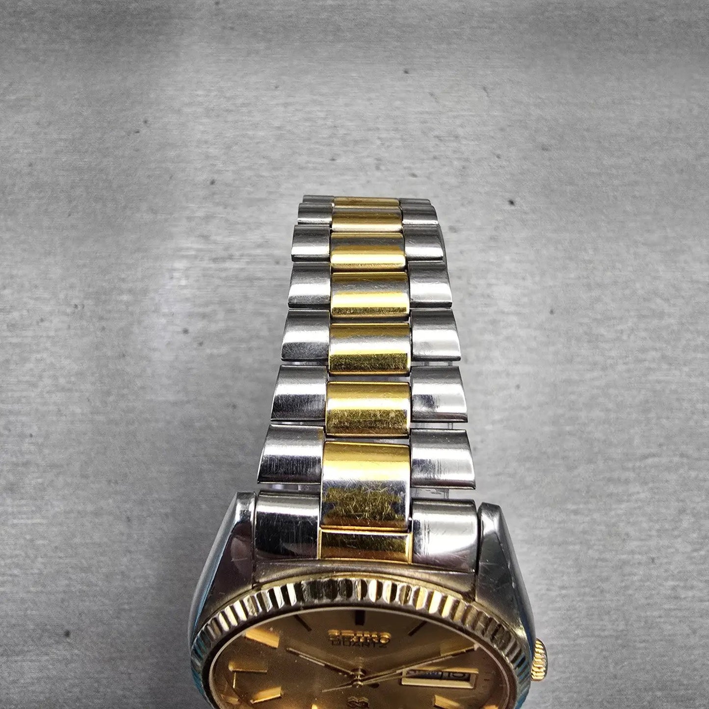 Seiko President Watch Men 36mm Gold Dial Two Tone Daydate 6923-8080 New Battery4