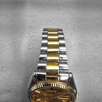 Seiko President Watch Men 36mm Gold Dial Two Tone Daydate 6923-8080 New Battery4