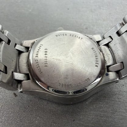 Wittnauer Watch Women 26mm Black Dial Steel Diamond Accents Round New Battery9