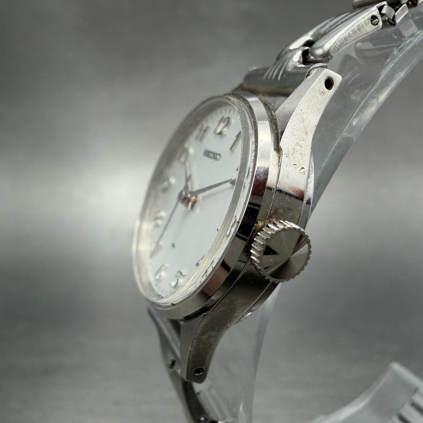 Seiko Watch Women 23mm White Dial Silver Tone Manual Wind 1104-0031 Runs MNy2