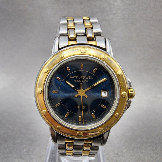 Raymond Weil Tango Watch Women 28mm Blue Dial Two Tone Date Round 5360 New Batt0