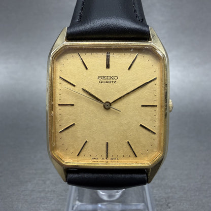 Seiko Tank Watch Men 27mm Champagne Dial Gold Tone 74315049 New Battery0