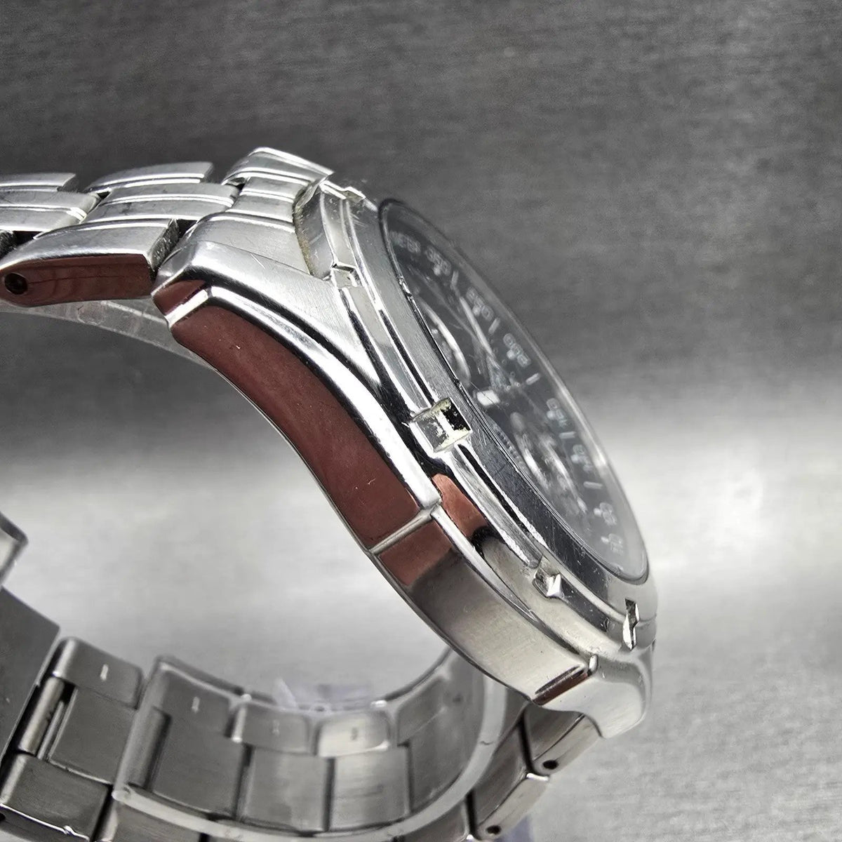Seiko Chronograph Watch Men 42mm Black Dial Silver Tone Date 7T92-0LR0 New Batt3