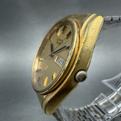 Seiko SQ Watch Men 36mm Champagne Dial Gold Tone Daydate 7546-8329 PARTS VTG3