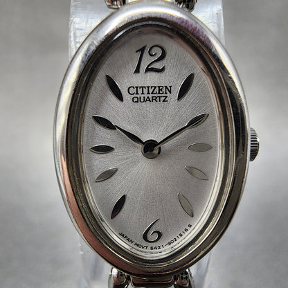 Citizen Watch Women 16mm Silver Dial Silver Tone Oval 5421S011426 New Battery1