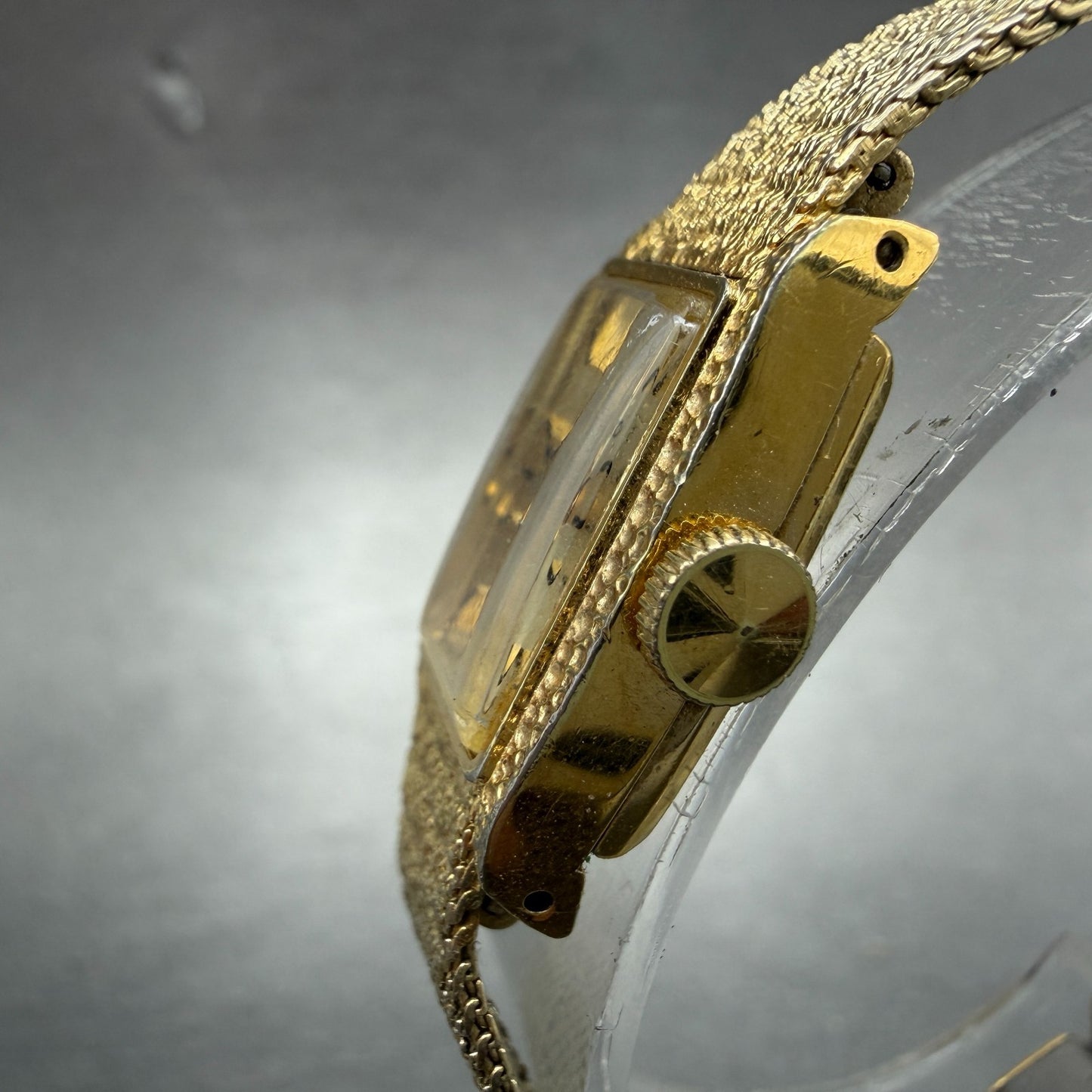 Seiko Tank Watch Women 15mm Champagne Dial Gold Tone Manual 11-3189 Runs 76H2