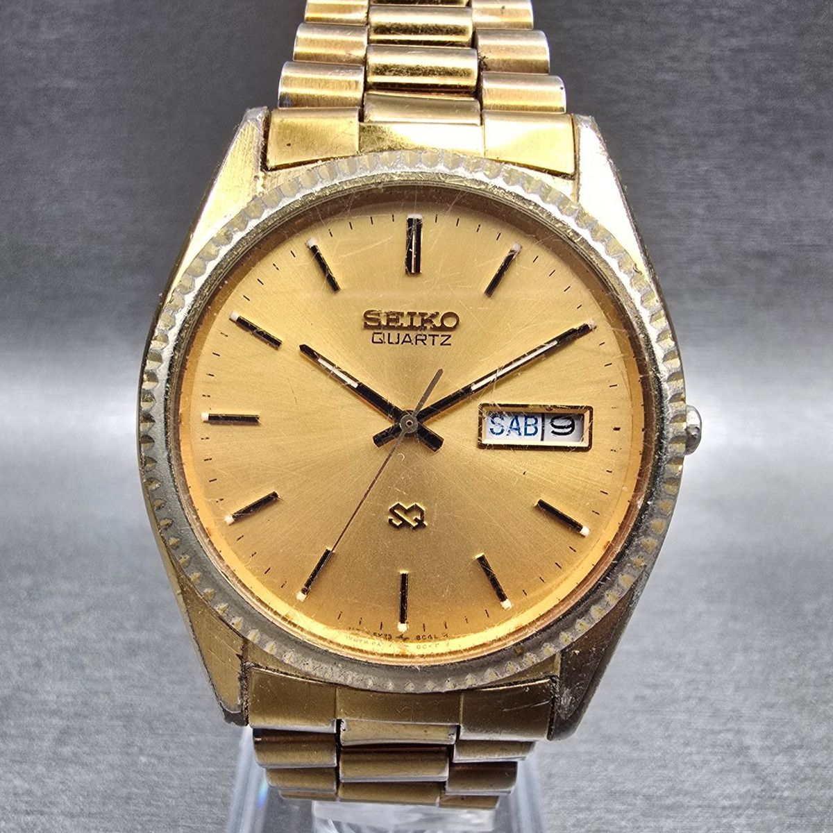 Seiko SQ President Watch Men 36mm Gold Dial Gold Daydate 5Y23-8A60 New Batt 560