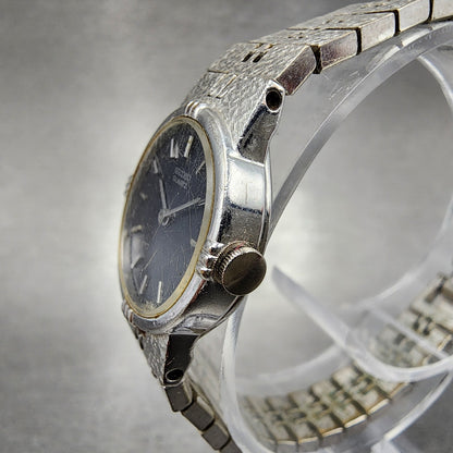 VTG Seiko Watch Women 19mm Blue Dial Silver Tone Round 1400-0250 New Battery