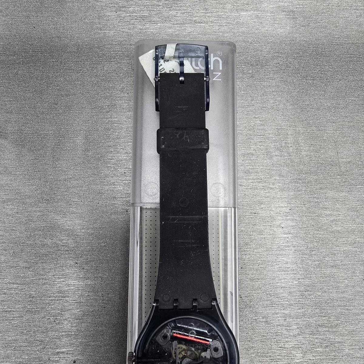 Swatch Nüni Watch Men 34mm Silver Dial Black Tone Round GM108 New Battery NOS9