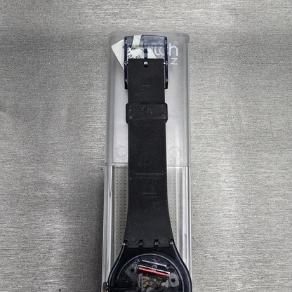Swatch Nüni Watch Men 34mm Silver Dial Black Tone Round GM108 New Battery NOS9