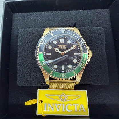 Invicta Pro Diver Watch Men 43mm Black Dial Gold Tone Bracelet Round 496920