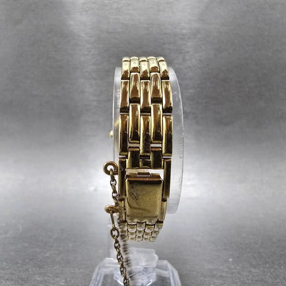 Seiko Watch Women 22mm Black Dial Gold Round 1N00-0A99 New Battery VTG JP7