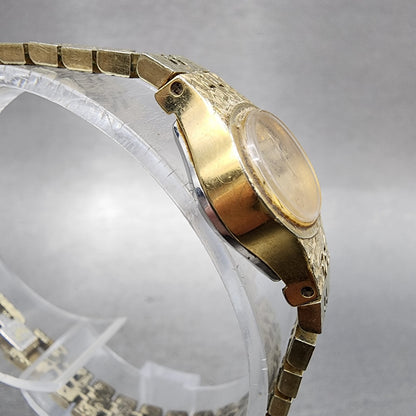 Seiko Watch Women 17mm Champagne Dial Gold Tone Manual Wind Round 117619 Runs3