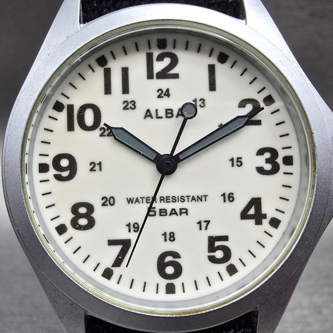 Seiko Alba Watch Men 36mm Luminous Dial Silver Tone Round VJ21-KP20 New Battery1