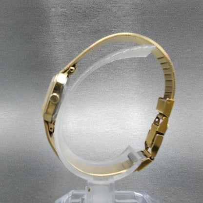 Seiko Watch Women 20mm Champagne Dial Gold Tone Octagon 1421-5619 New Battery