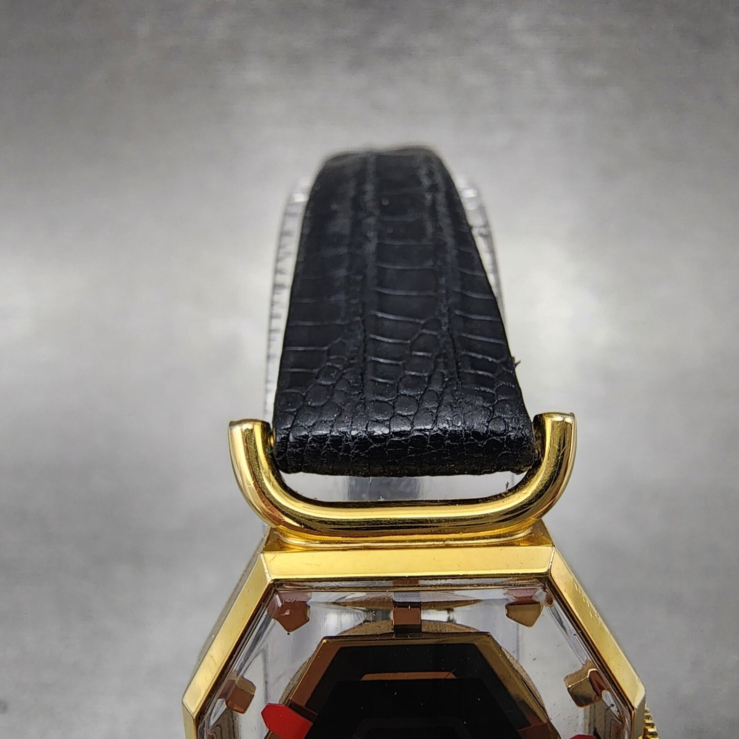 Juvenia Mystery Dial Watch Women 23mm Black Dial Gold Plated Octagon Manual Wind5