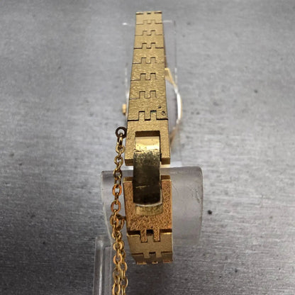 Seiko Watch Women 16mm Gold Dial Gold Tone Oval 7321-5399 New Battery Vintage7