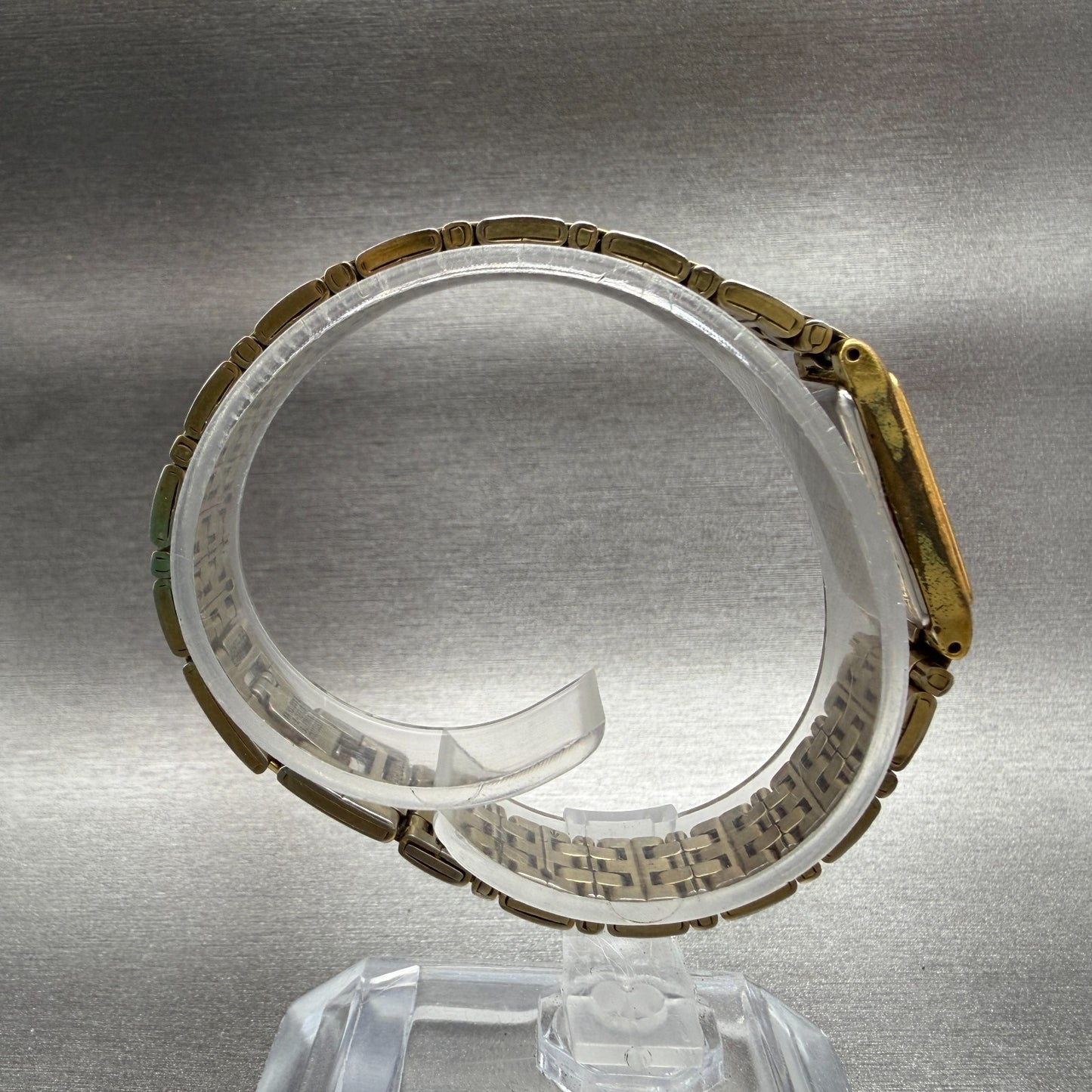 Seiko Tank Watch Women 13mm Champagne Dial Gold Tone 2e20-7021 New Battery 45677