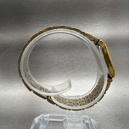 Seiko Tank Watch Women 13mm Champagne Dial Gold Tone 2e20-7021 New Battery 45677