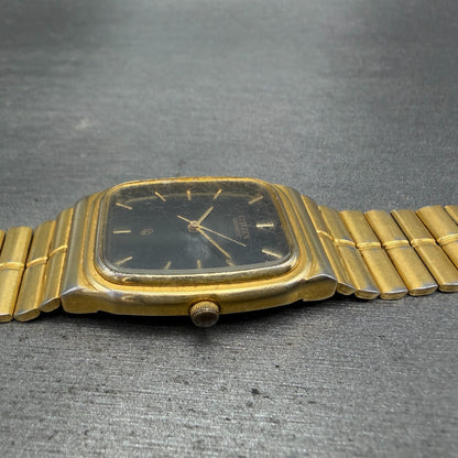 Citizen CQ Tank Watch Men 26mm Black Dial Gold Tone Rectangle 6030-S60244 PARTS4