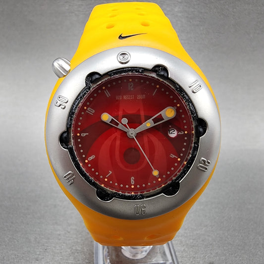 Nike Dive Watch Men 43mm Red Dial Orange Tone Date Round 131770 New Battery
