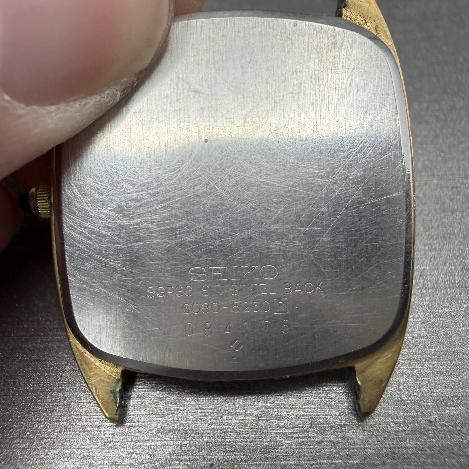 Seiko Watch Men 30mm Champagne Dial Gold Tone Rectangle 6030-5250 New Battery6