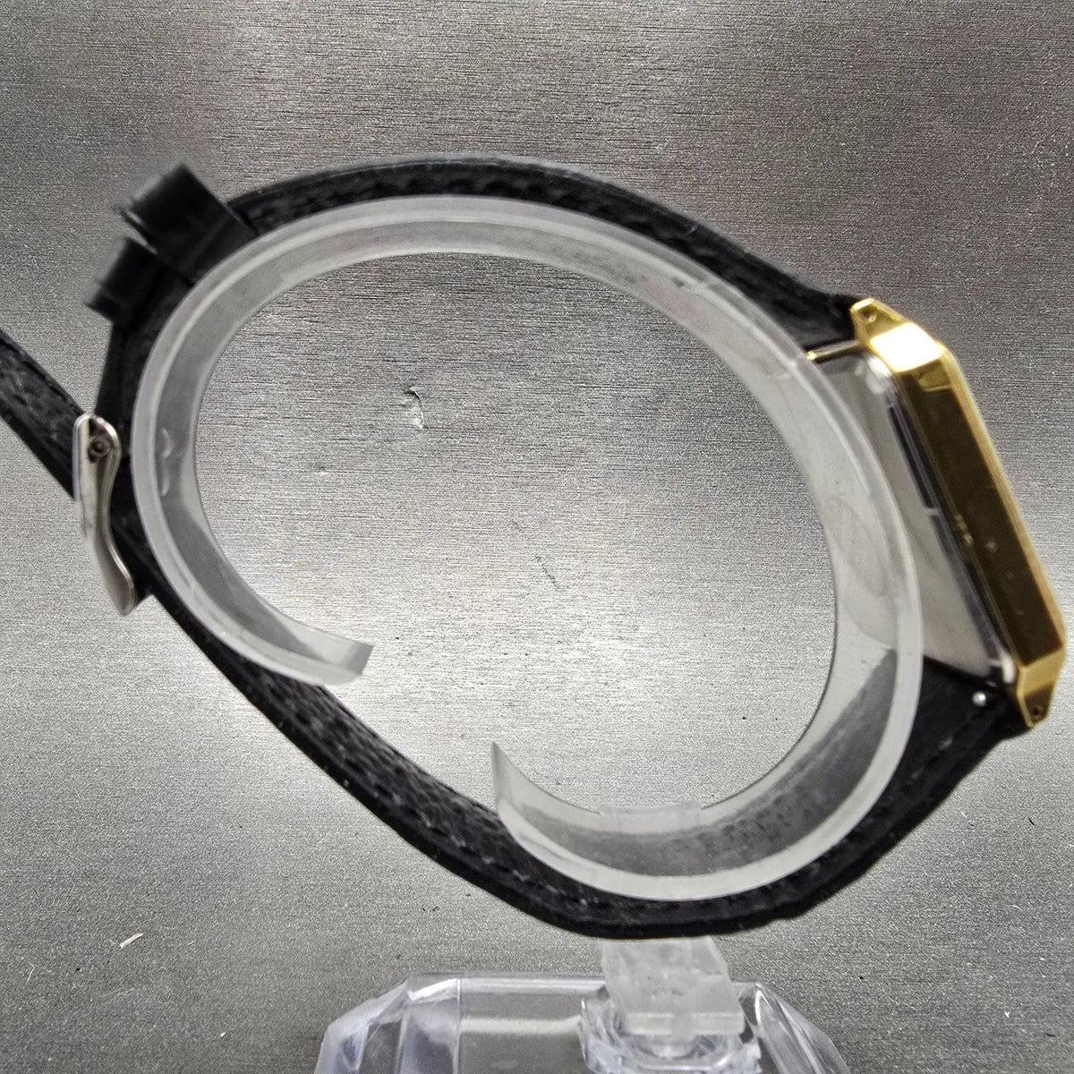 Orient Tank Watch Men 28mm Champagne Dial Gold Tone Rectangle Date New Battery7