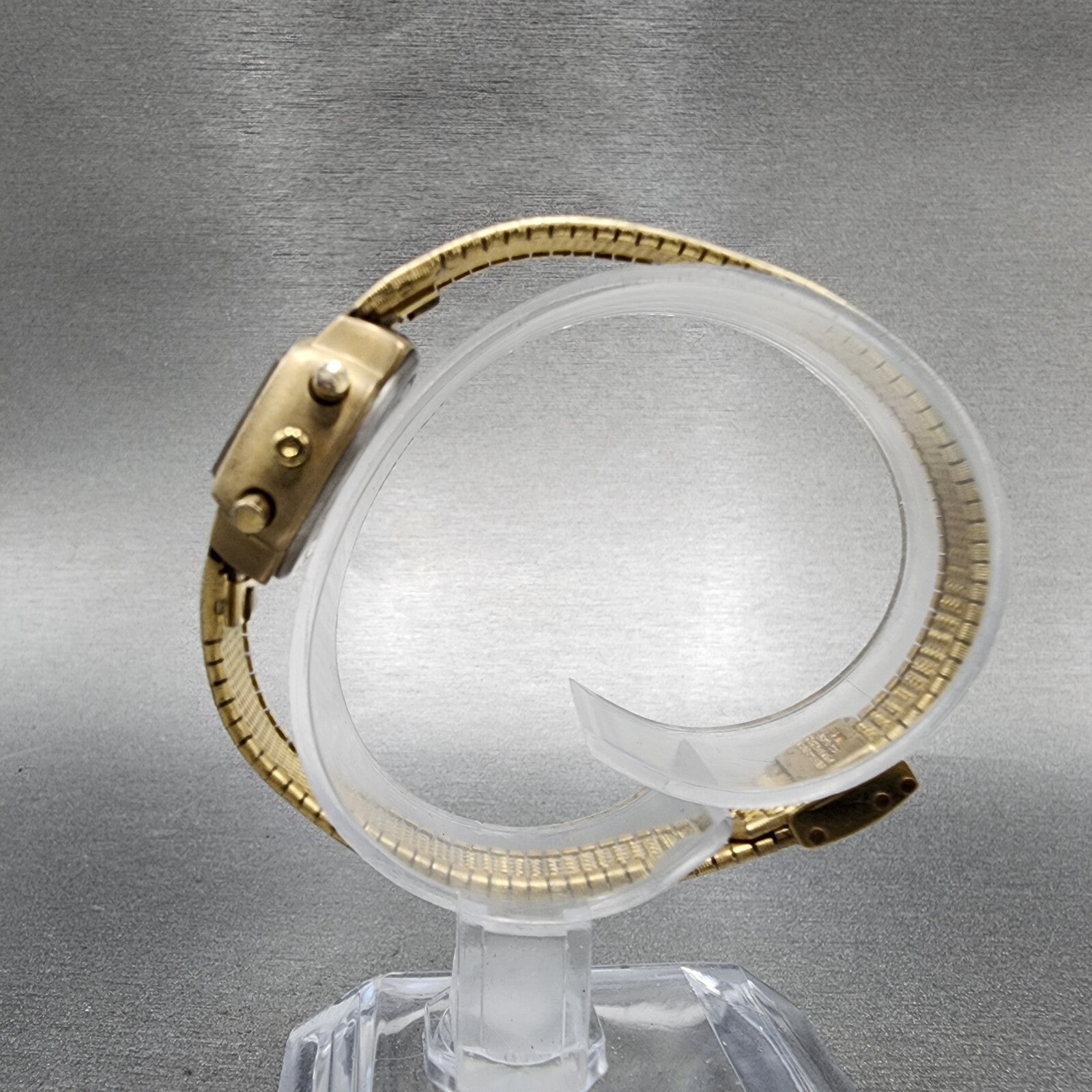 Hamilton Digital Watch Women 23mm LCD Brown Dial Gold Tone PARTS7