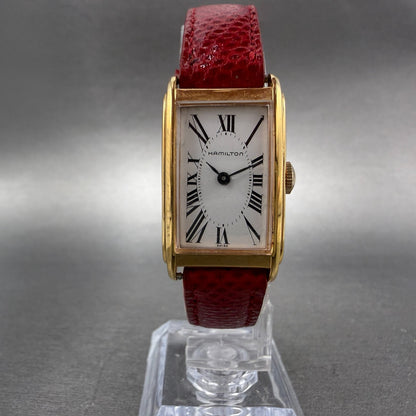 Hamilton Tank Watch Women 18mm White Dial Gold Tone Rectangle 6092 PARTS6