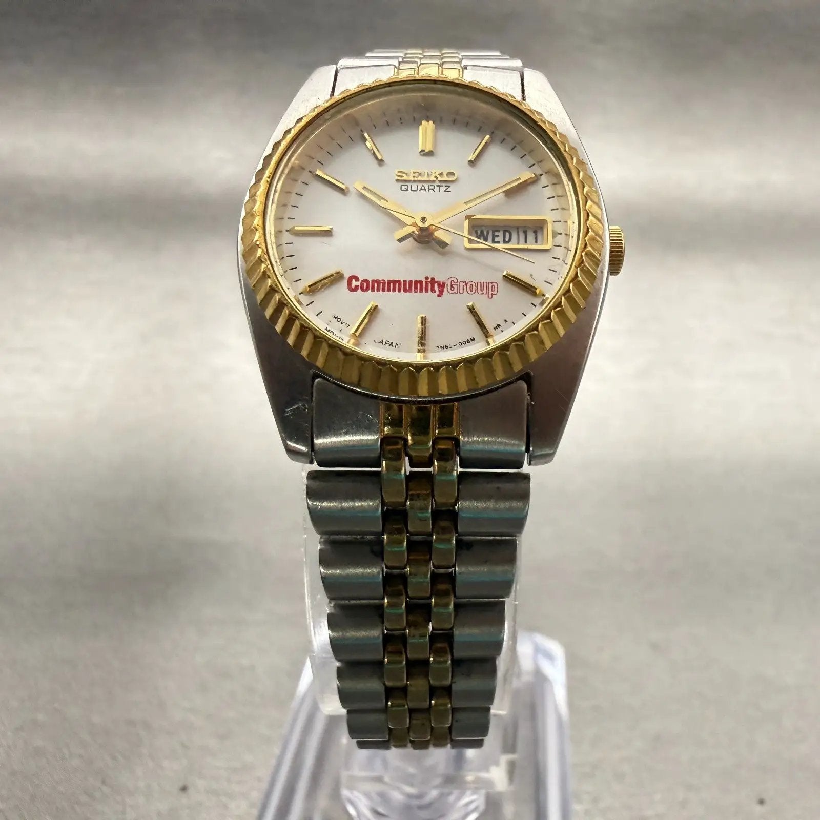 Seiko Watch Women 24mm Silver Dial Two Tone Daydate Round 7N83-0041 New Battery5