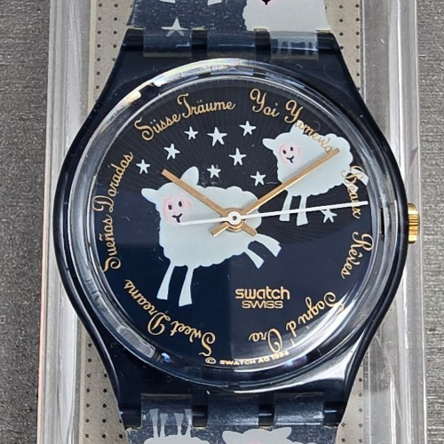 Swatch Black Sheep Watch Men 34mm Blue Dial Blue Case GN150 New Battery NOS1