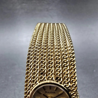 Bulova Watch Women 18mm Gold Dial Gold Tone Rectangle Mesh Band New Battery4