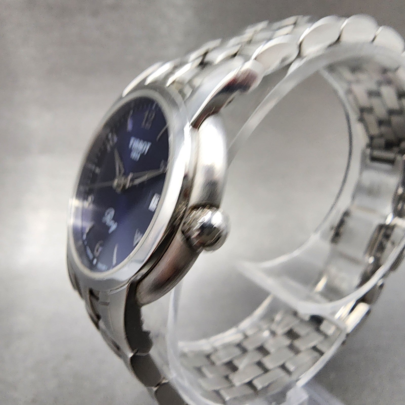 Tissot Ring Watch Women 28mm Blue Dial Steel Date Round R420/320 New Batt2