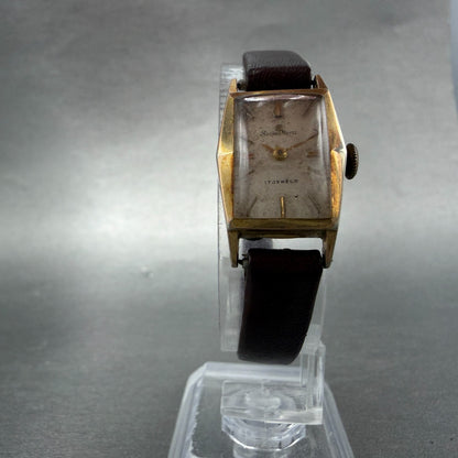Seiko Merit Tank Watch Women 16mm White Dial Gold Tone Manual Hexagon 5222 Runs5