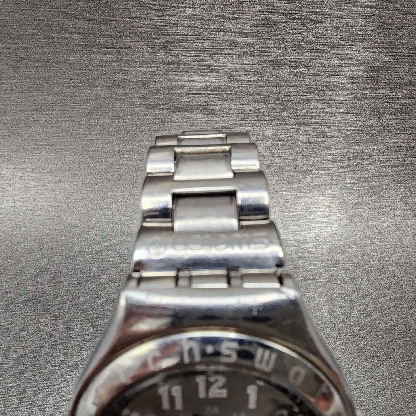 Swatch Irony Happy Joe Watch Men 37mm Gray Dial Steel Date Round New Battery NG14