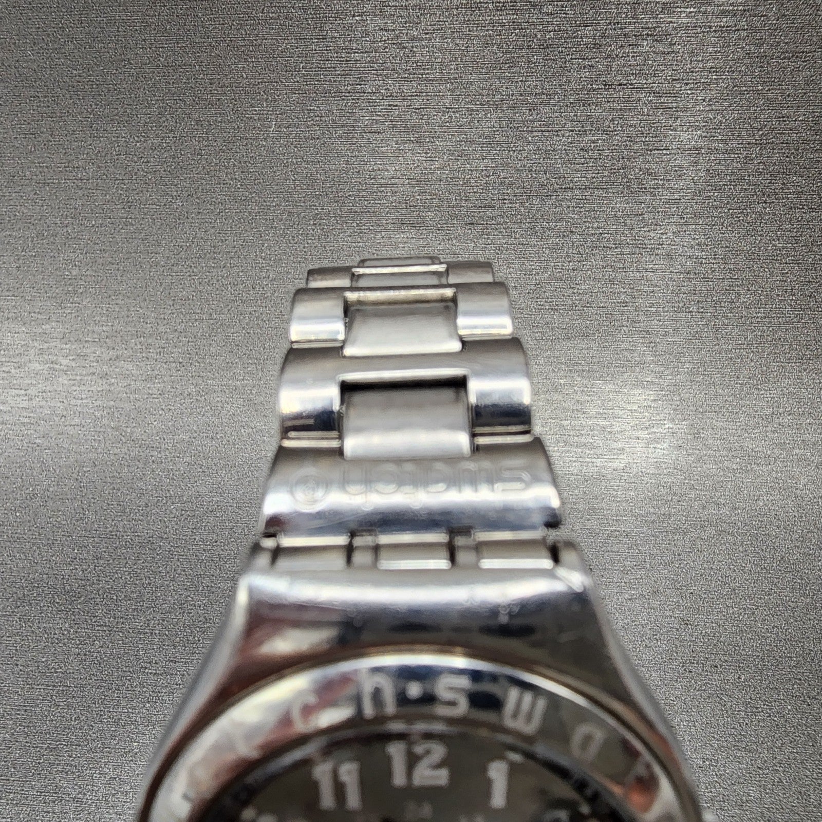 Swatch Irony Happy Joe Watch Men 37mm Gray Dial Steel Date Round New Battery NG14