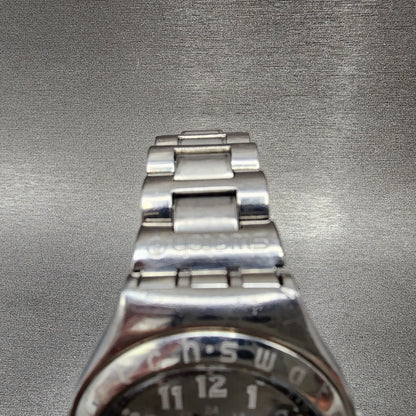 Swatch Irony Happy Joe Watch Men 37mm Gray Dial Steel Date Round New Battery NG14