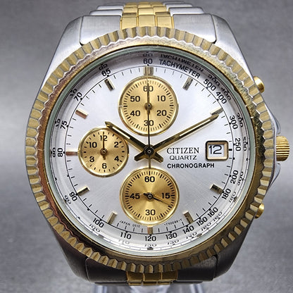 Citizen Chronograph Watch Men 38mm Silver Dial Two Tone Date 0510C50031 NewBa111