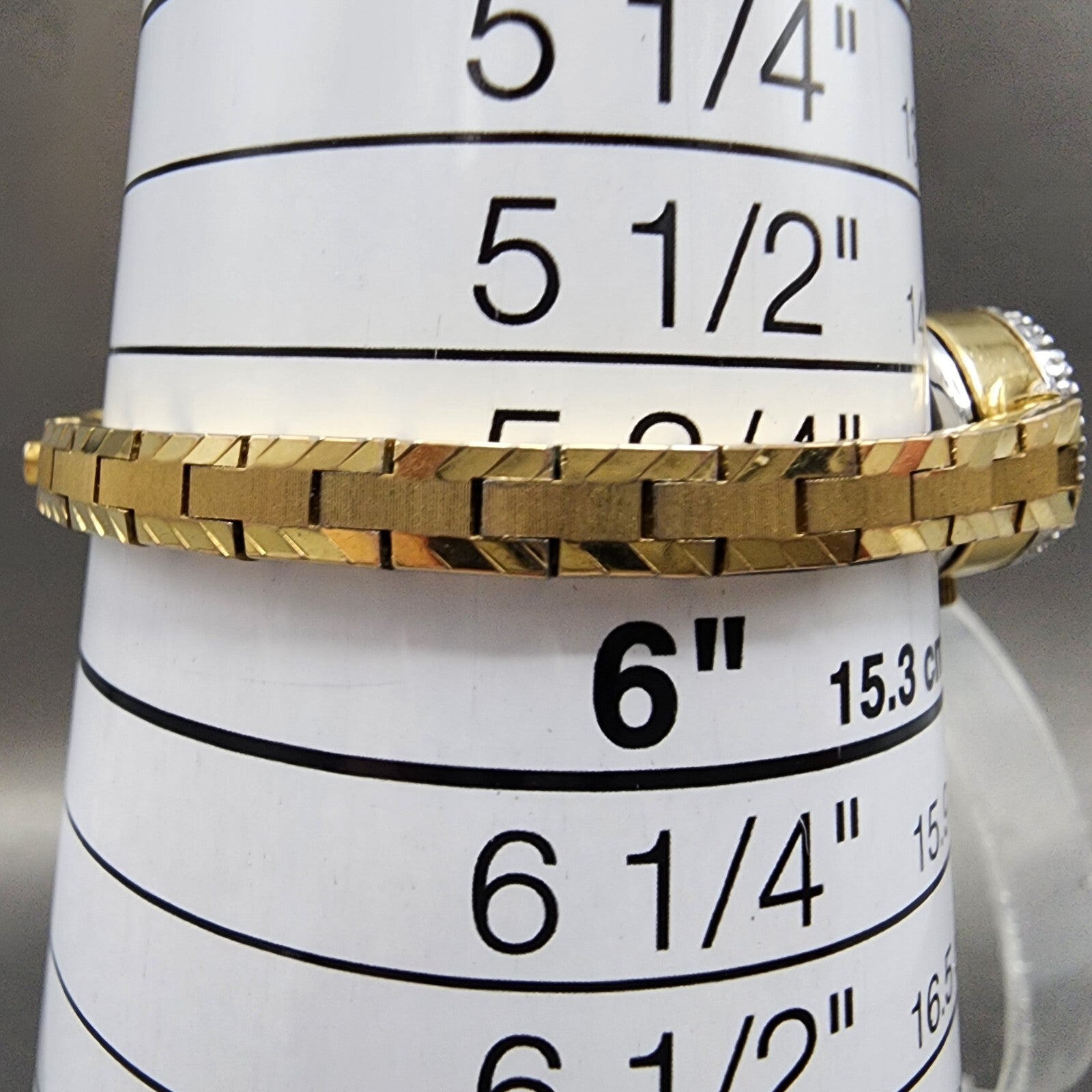 Jules Jurgenson Watch Women 15mm Gold Dial Gold Tone Oval Gem Set Bezel Runs10