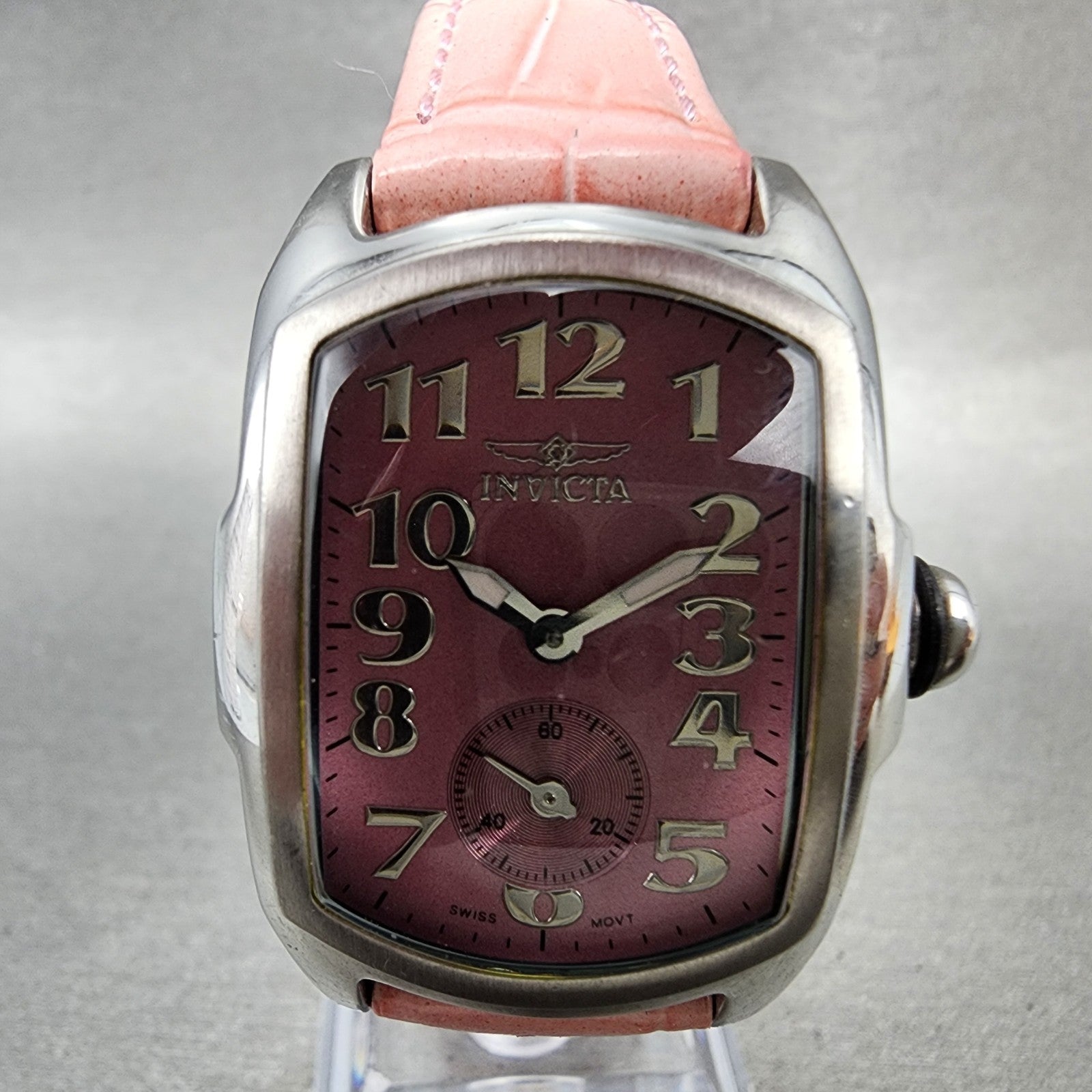 Inivcta Baby Lupah Watch Women 29mm Pink Dial Steel Rectangle 2152 New Battery1