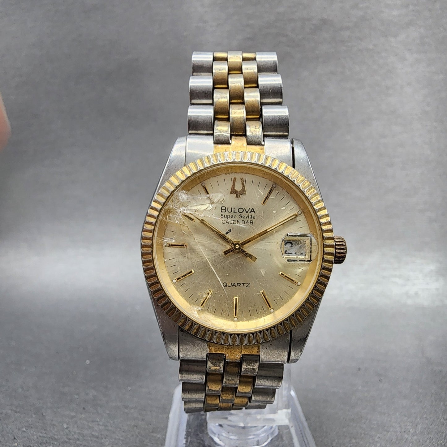Bulova Super Seville Watch Women 31mm Champagne Dial Two Tone Date Round NewBatt5