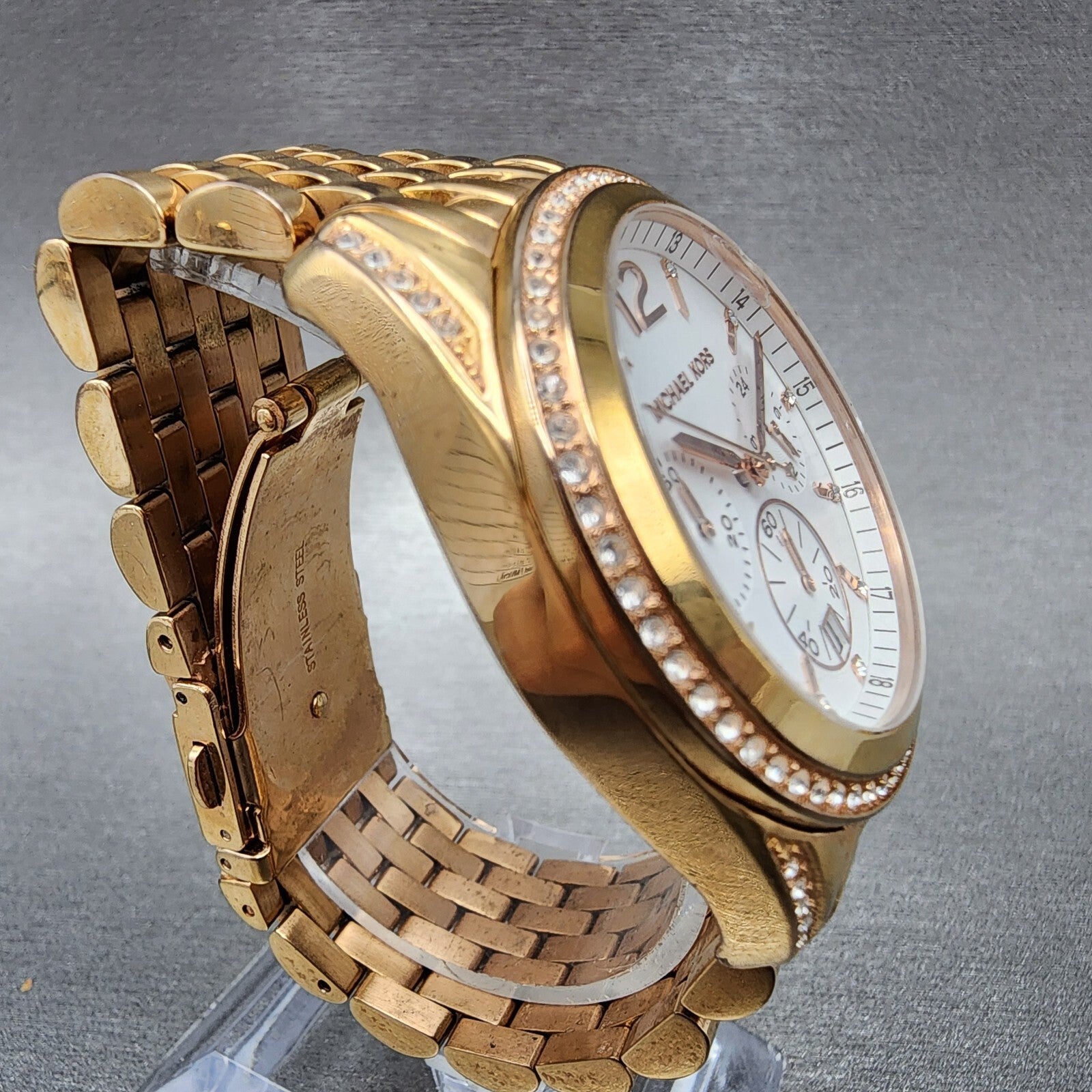 Michael Kors Pressley Chronograph Watch Women 40mm White Dial Rose Gold Date3