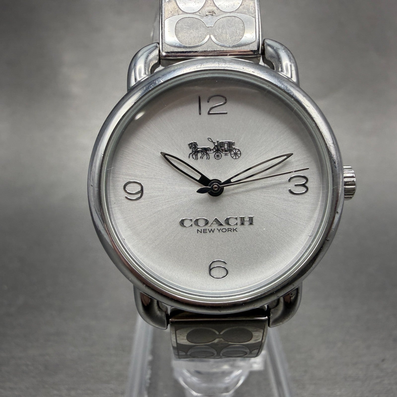 Coach Delancey Watch Women 28mm Silver Dial Steel Round  New Battery0