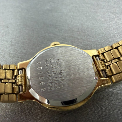 Seiko Watch Women 19mm Gold Dial Gold Tone Round V401-0099 NOS PARTS9