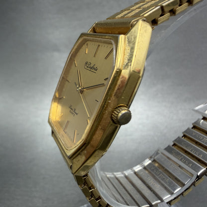 Lucien Piccard Dufonte Tank Watch Men 29mm Gold Dial Gold Tone Octagon New Batt2