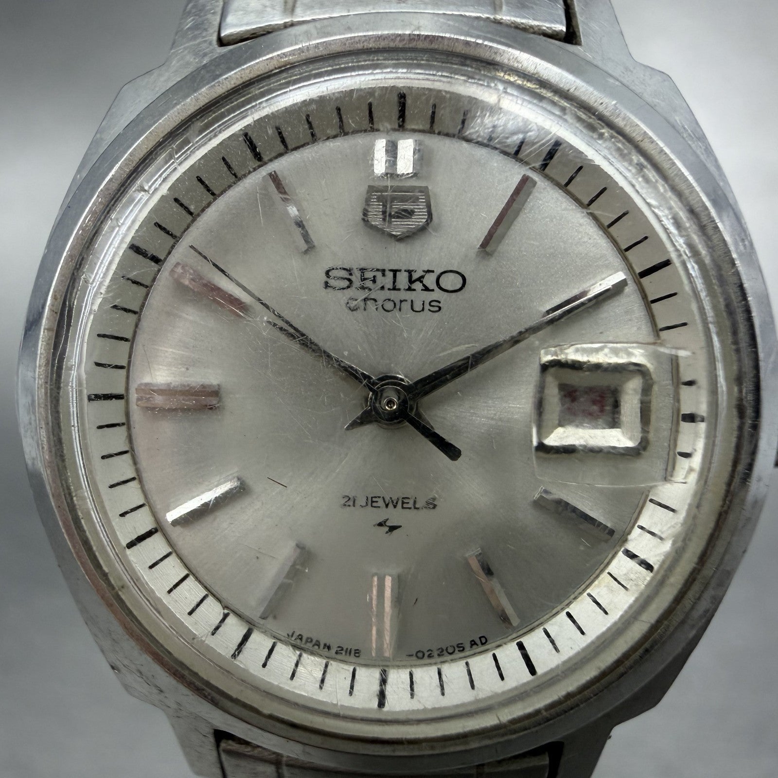 Seiko Chorus Watch Women 25mm Silver Dial Silver Tone Date Manual 2118-0260 Runs1