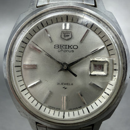 Seiko Chorus Watch Women 25mm Silver Dial Silver Tone Date Manual 2118-0260 Runs1