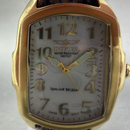 Invicta Lupah Watch Women 29mm MOP Dial Gold Tone Oval 5605 New Battery Blue1