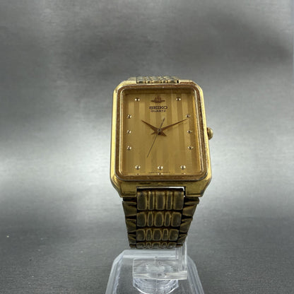 Seiko Tank Watch Men 26mm Champagne Dial Gold Tone Rectangle V701-5J00 PARTS6